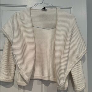 CAbi white Textured Knit shrug sweater